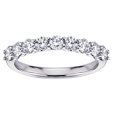 0.75 CT U-Prong 9-Stone Diamond Wedding Ring in White/Yellow Gold